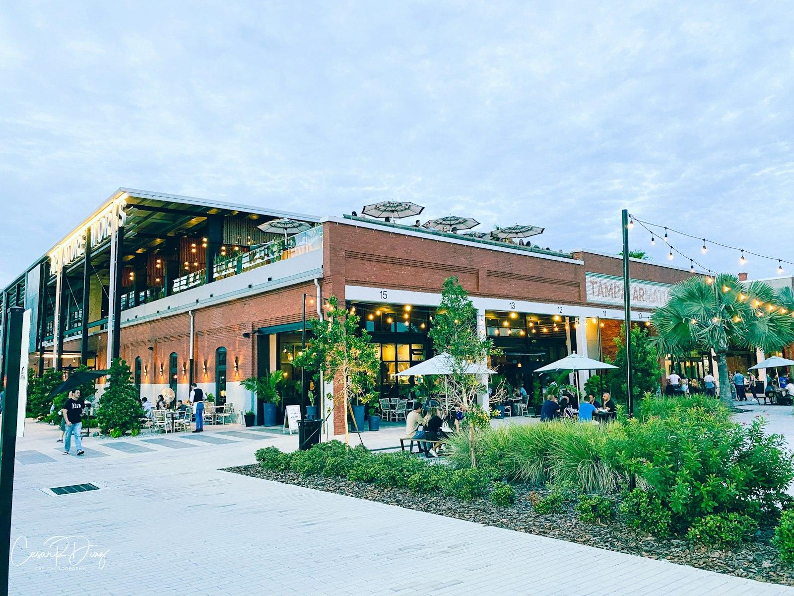 Outdoor dining at Armature Works on N Ola Ave in Tampa Heights